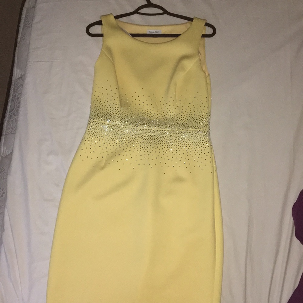 NEW! Calvin Klein Custard Yellow Midi Dress